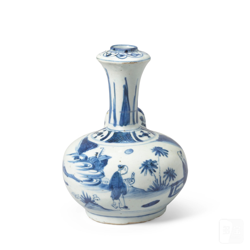 明崇禎 青花人物故事圖軍持 | A BLUE AND WHITE KENDI - 图5